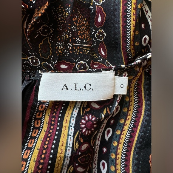 A.L.C Woman's Vicky 100% Silk Boho Asymmetrical Long Sleeve Mini Dress, Size 0 - Picture 4 of 9